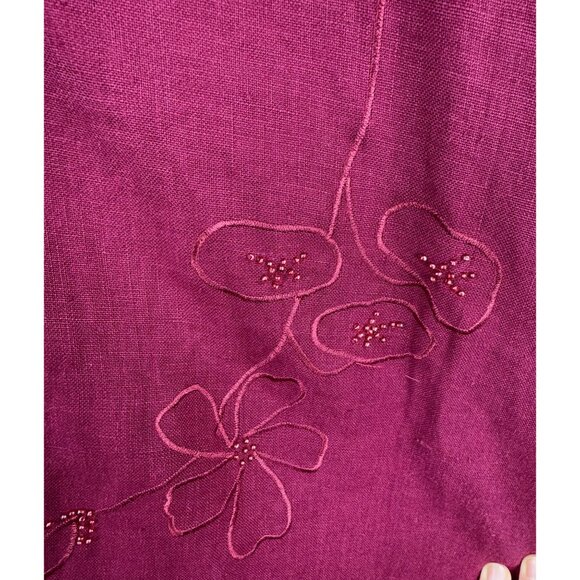 John Paul Richards 100% linen relaxed button shirt with sequin beads floral sz L - Picture 4 of 7